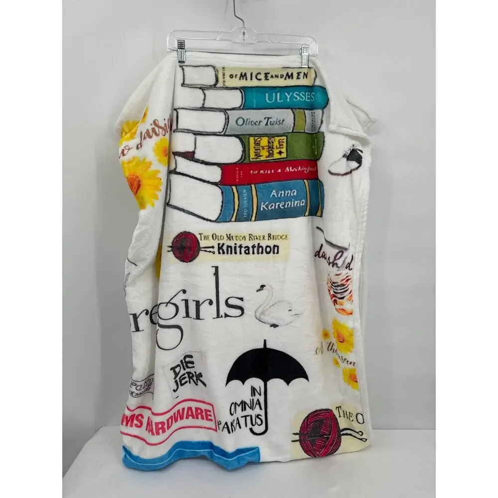 Gilmore Girls Luke's Diner Dragonfly Inn Cozy Book Stack Throw Blanket
